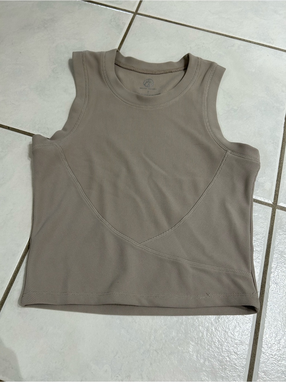 Ribbed Sleeveless Crop Top in Taupe